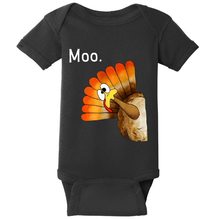 Turkey Moo Funny Thanksgiving Baby Bodysuit