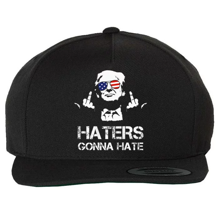 Trump Middle Finger Haters Gonna Hate Donald Trump Wool Snapback Cap