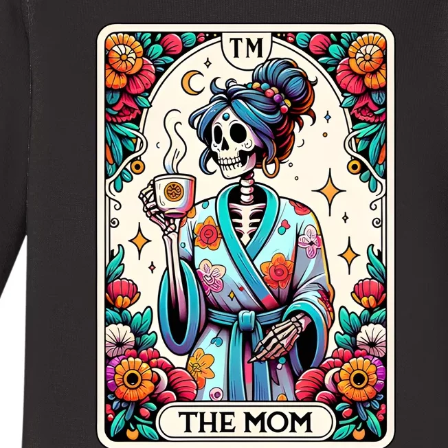 The Mom Funny Tarot Card Woman Skeleton Mother Baby Long Sleeve Bodysuit