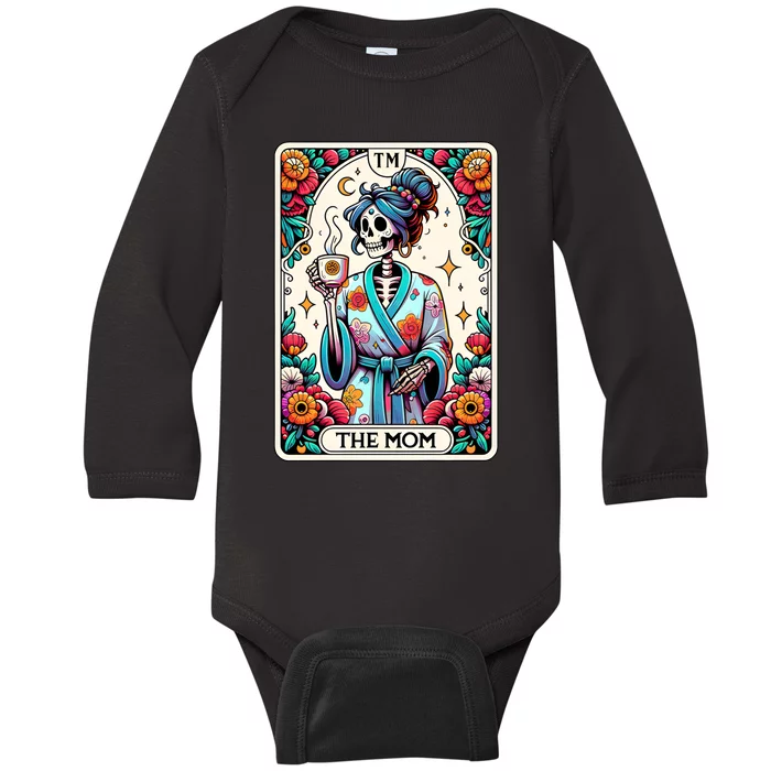 The Mom Funny Tarot Card Woman Skeleton Mother Baby Long Sleeve Bodysuit