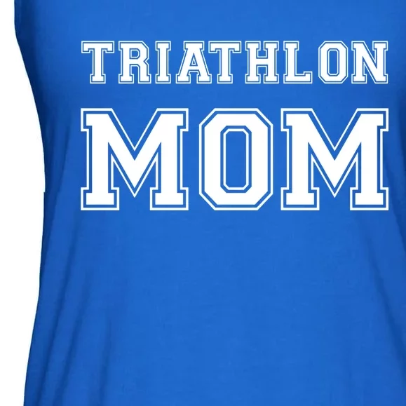 Triathlon Mom Funny Triathlete Gift Swimming Cycling Running Cool Gift Ladies Essential Flowy Tank