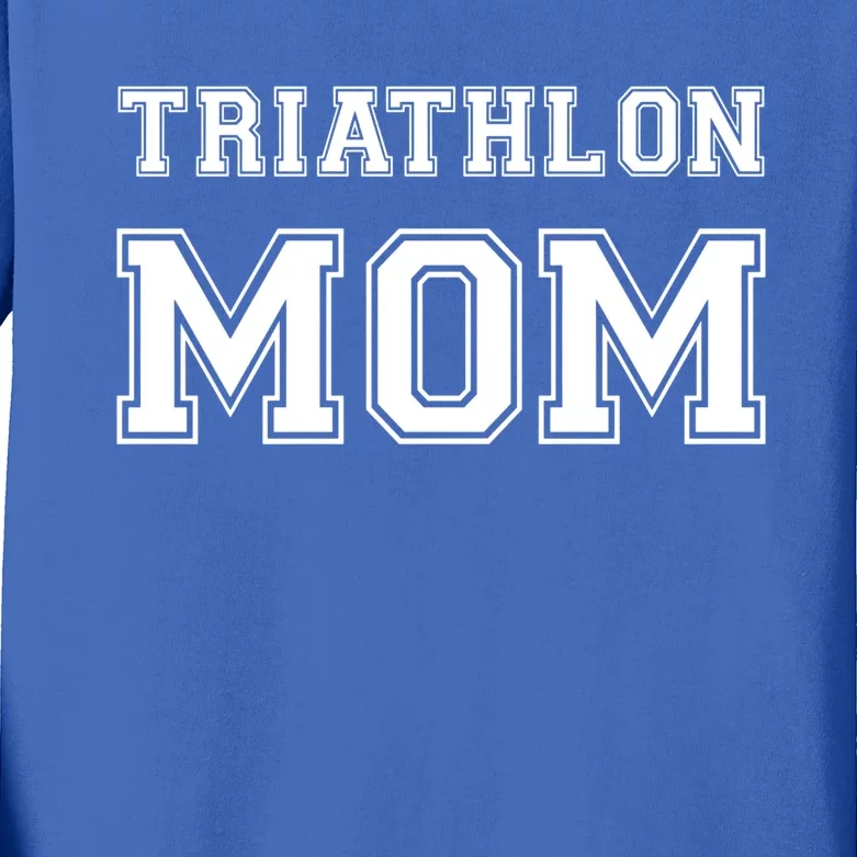 Triathlon Mom Funny Triathlete Gift Swimming Cycling Running Cool Gift Kids Long Sleeve Shirt