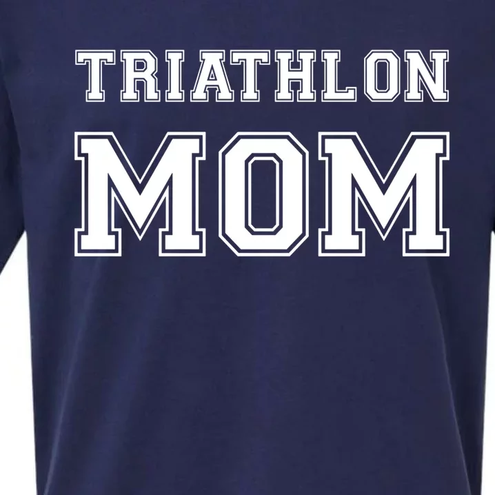 Triathlon Mom Funny Triathlete Gift Swimming Cycling Running Cool Gift Sueded Cloud Jersey T-Shirt