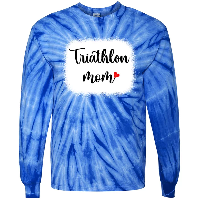 Triathlon Mom Funny Triathlete Mom Swimming Cycling Running Gift Tie-Dye Long Sleeve Shirt