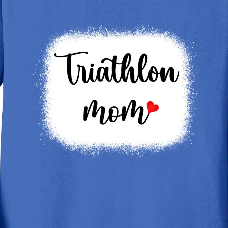 Triathlon Mom Funny Triathlete Mom Swimming Cycling Running Gift Kids Long Sleeve Shirt