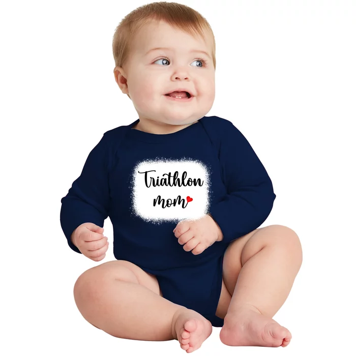 Triathlon Mom Funny Triathlete Mom Swimming Cycling Running Gift Baby Long Sleeve Bodysuit