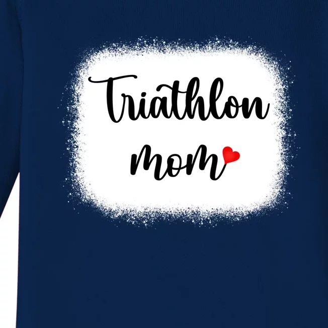 Triathlon Mom Funny Triathlete Mom Swimming Cycling Running Gift Baby Long Sleeve Bodysuit