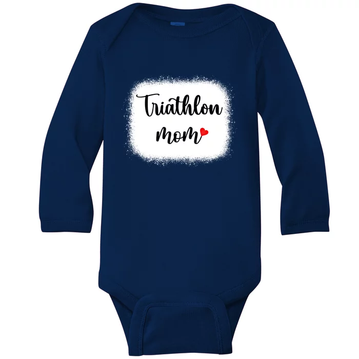 Triathlon Mom Funny Triathlete Mom Swimming Cycling Running Gift Baby Long Sleeve Bodysuit