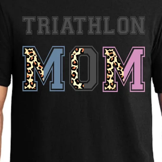 Triathlon Mom Funny Triathlete Swimming Cycling Running Meaningful Gift Pajama Set