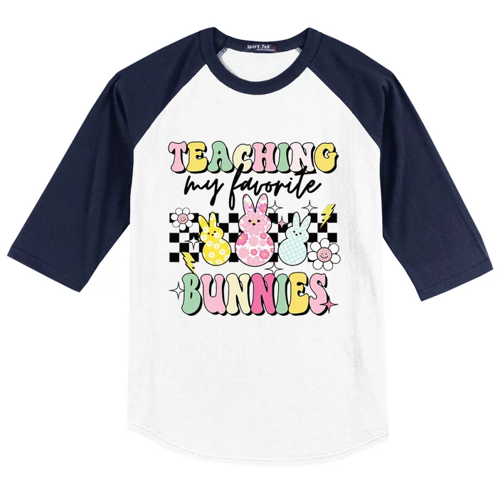 Teaching My Favorite Bunnies Cute Teacher Funny Easter Day Baseball Sleeve Shirt