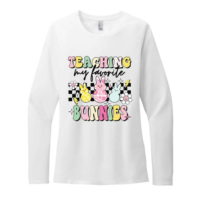 Teaching My Favorite Bunnies Cute Teacher Funny Easter Day Womens CVC Long Sleeve Shirt