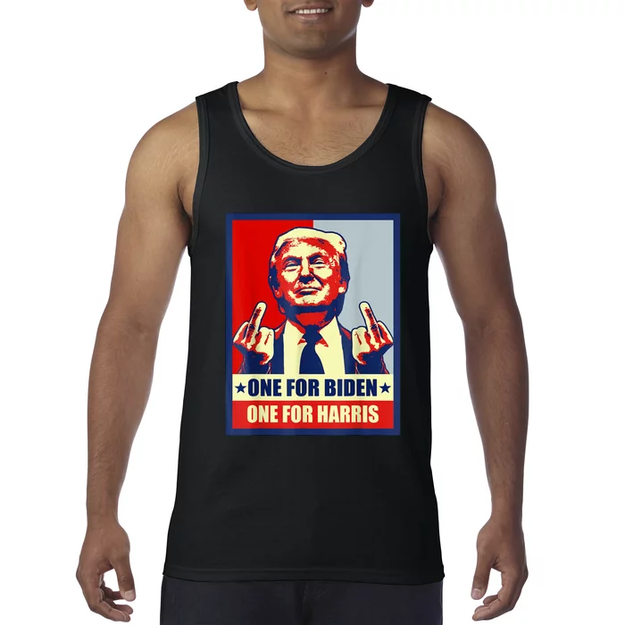 Trump Middle Finger Biden Harris Republican American Flag Tank Top