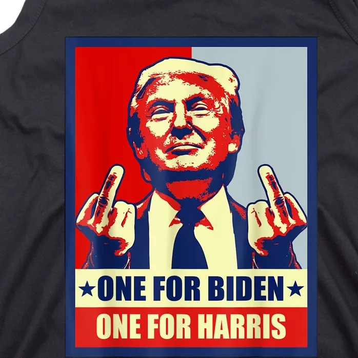 Trump Middle Finger Biden Harris Republican American Flag Tank Top