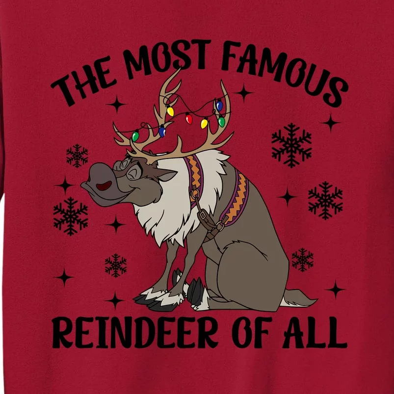 The Most Famous Reindeer Of All Sven Reindeer Christmas Lights Tall Sweatshirt