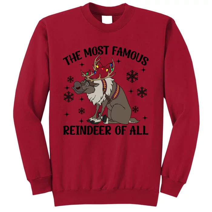 The Most Famous Reindeer Of All Sven Reindeer Christmas Lights Tall Sweatshirt