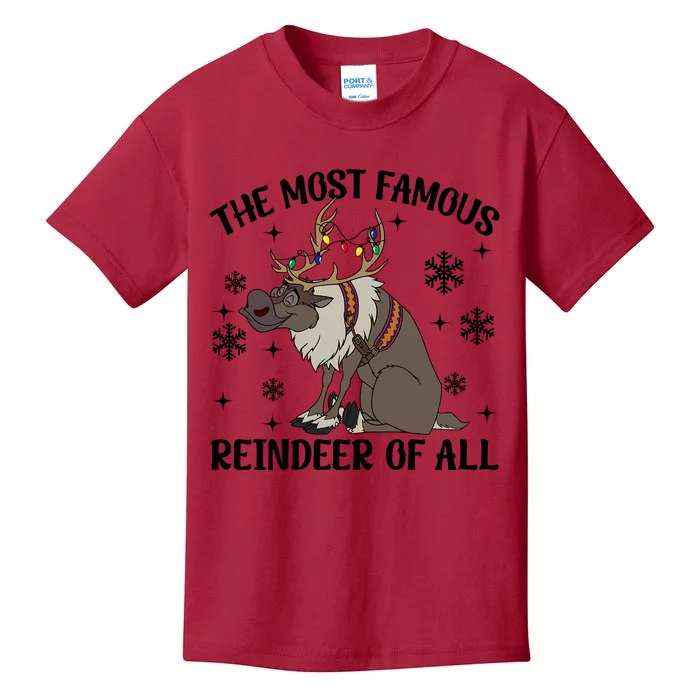 The Most Famous Reindeer Of All Sven Reindeer Christmas Lights Kids T-Shirt