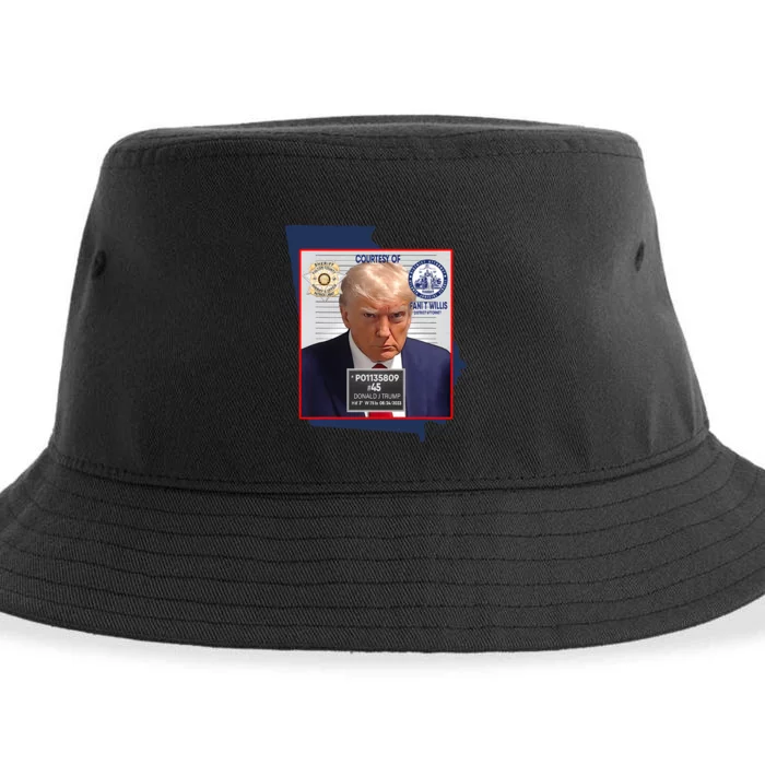 Trump Mugshot Fulton County GA Georgia Sheriff Sustainable Bucket Hat