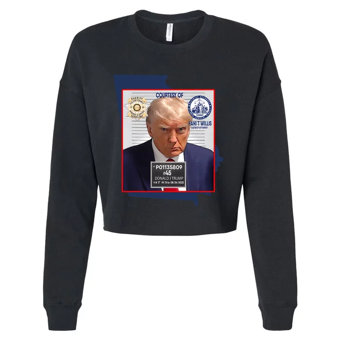 Trump Mugshot Fulton County GA Georgia Sheriff Cropped Pullover Crew