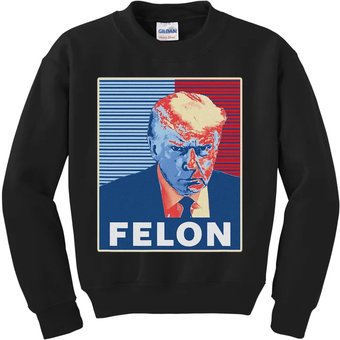 Trump Mugshot First American President Felon Kids Sweatshirt