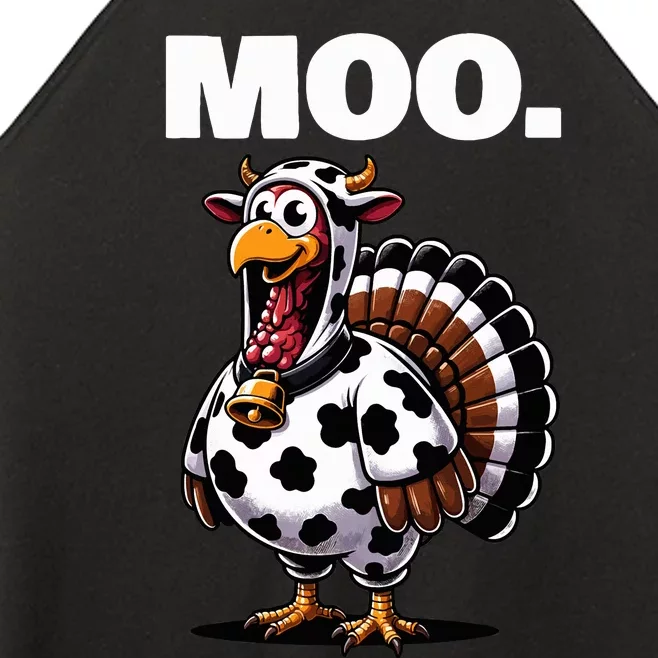 Turkey Moo Funny Thanksgiving Women’s Perfect Tri Rocker Tank