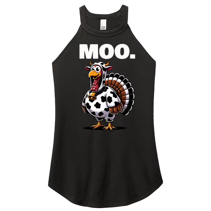 Turkey Moo Funny Thanksgiving Women’s Perfect Tri Rocker Tank