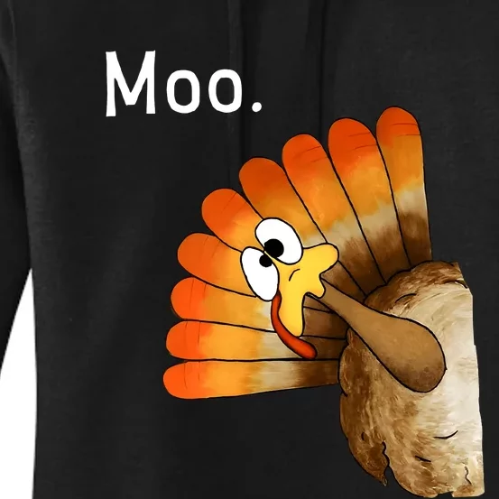 Turkey Moo Funny Thanksgiving Women's Pullover Hoodie