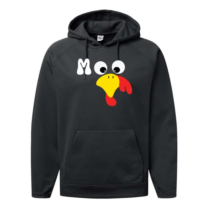 Turkey Moo Funny Thanksgiving IM A Cow Performance Fleece Hoodie