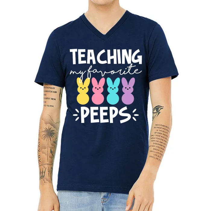 Teaching My Favorite Peeps Easter Teacher Cute V-Neck T-Shirt