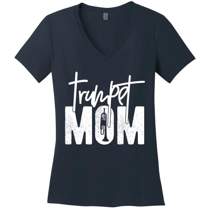 Trumpet Mom Funny Marching Band Mom Trumpet Mother Women's V-Neck T-Shirt