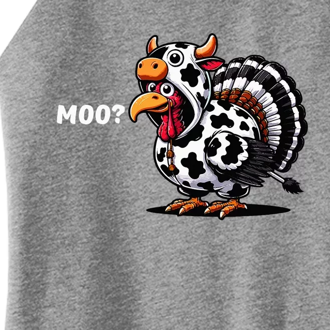 Turkey Moo Funny Thanksgiving Women’s Perfect Tri Rocker Tank