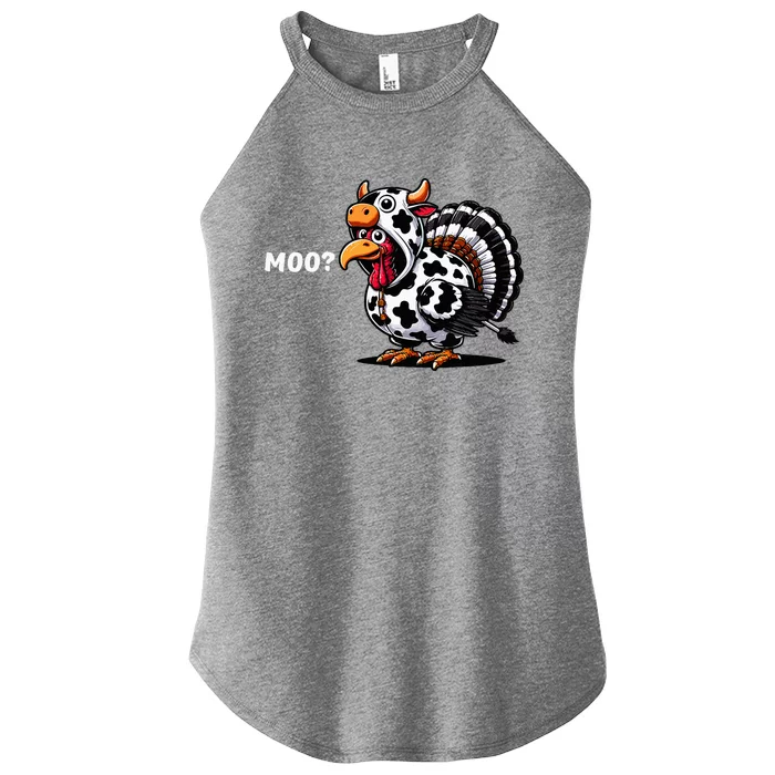 Turkey Moo Funny Thanksgiving Women’s Perfect Tri Rocker Tank