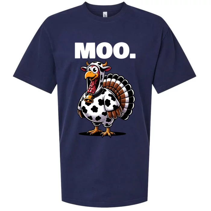 Turkey Moo Funny Thanksgiving Gift Sueded Cloud Jersey T-Shirt