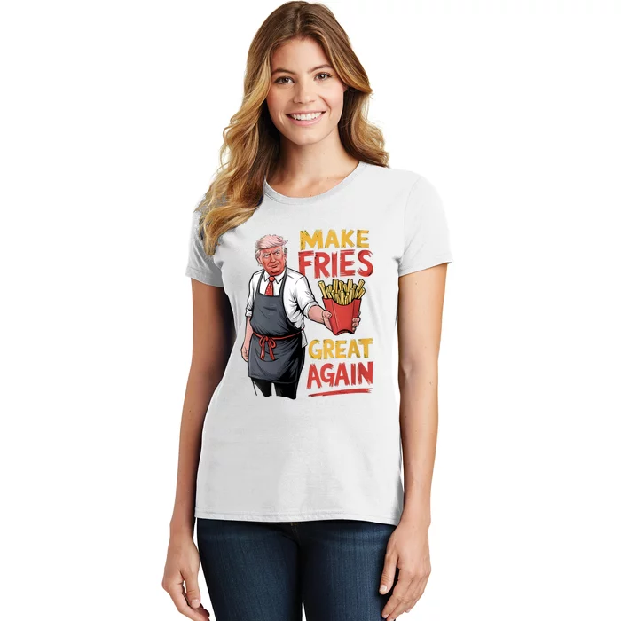 Trump Make Fries Great Again 2024 Funny Meme Trump Gift Women's T-Shirt