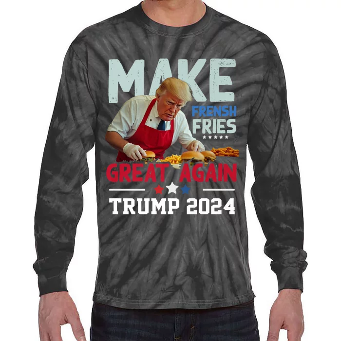 Trump Make Fries Great Again 2024 Funny Meme Trump Gift Tie-Dye Long Sleeve Shirt