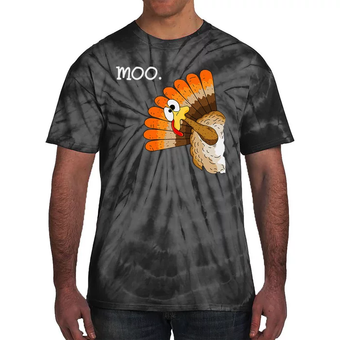 Turkey Moo Funny Thanksgiving Tie-Dye T-Shirt