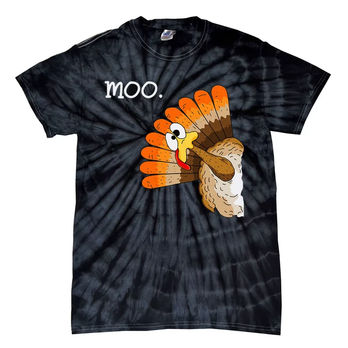 Turkey Moo Funny Thanksgiving Tie-Dye T-Shirt