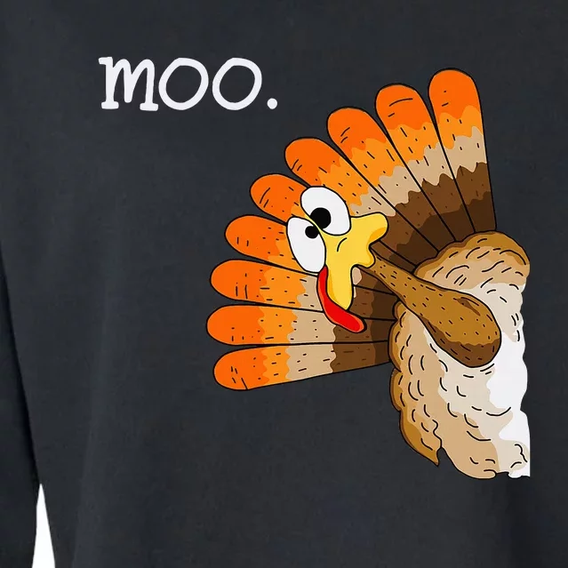 Turkey Moo Funny Thanksgiving Cropped Pullover Crew