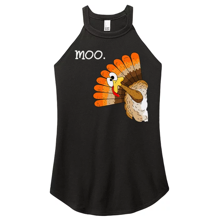 Turkey Moo Funny Thanksgiving Women’s Perfect Tri Rocker Tank