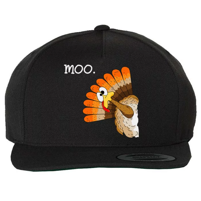 Turkey Moo Funny Thanksgiving Wool Snapback Cap