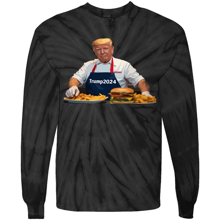 Trump Make Fries Great Again 2024 Funny Meme Trump Gift Tie-Dye Long Sleeve Shirt