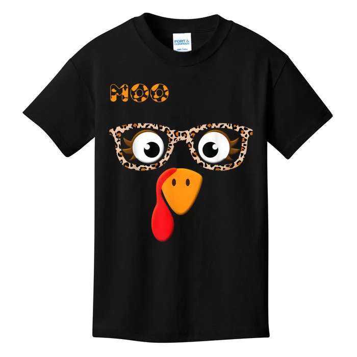 Turkey Moo Funny Cow Thanksgiving Kids T-Shirt