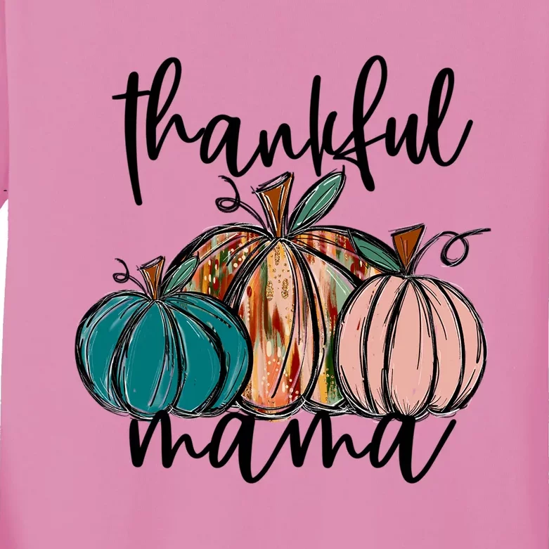 Thankful Mama Fall Season Pumpkin Design Gift Kids Long Sleeve Shirt