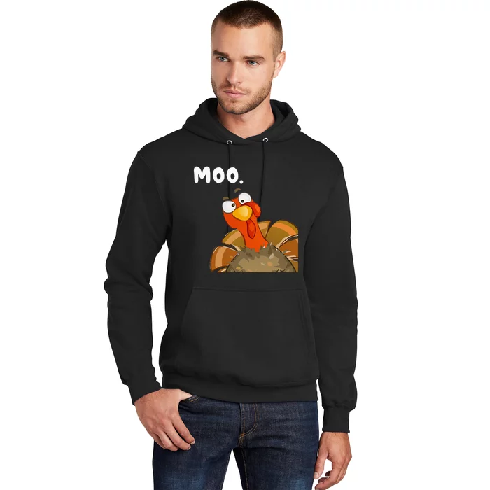 Turkey Moo Funny Thanksgiving Fake Cow Hoodie