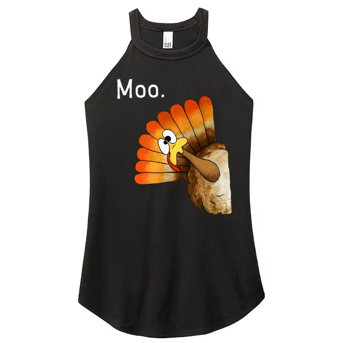 Turkey Moo Funny Thanksgiving Women’s Perfect Tri Rocker Tank