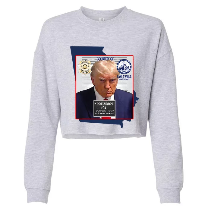 Trump Mugshot Fulton County GA Georgia Sheriff Cropped Pullover Crew