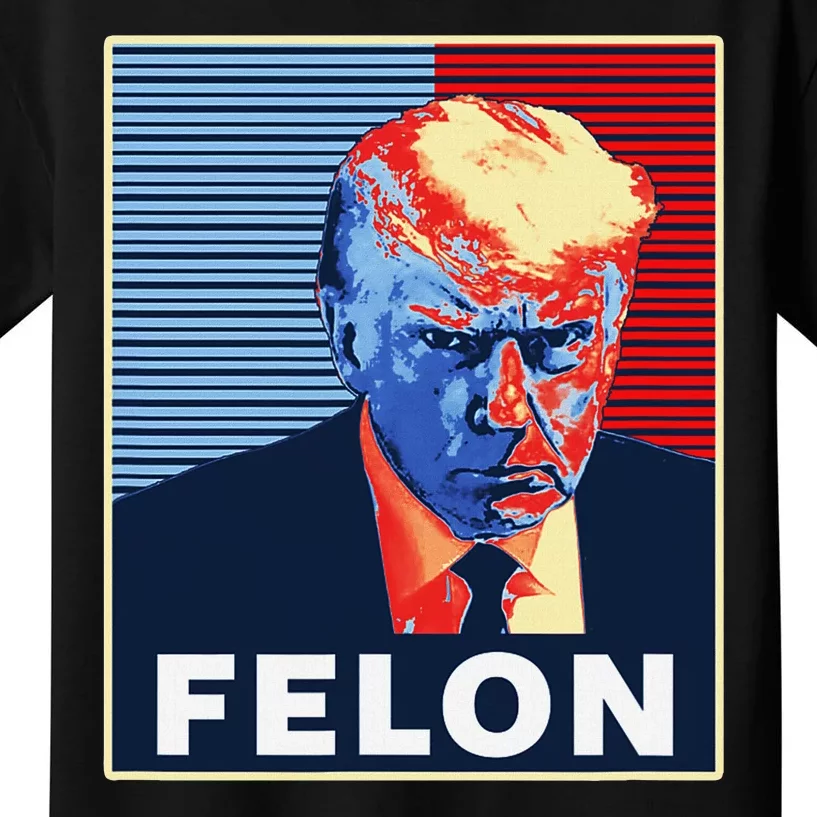 Trump Mugshot First American President Felon Kids T-Shirt