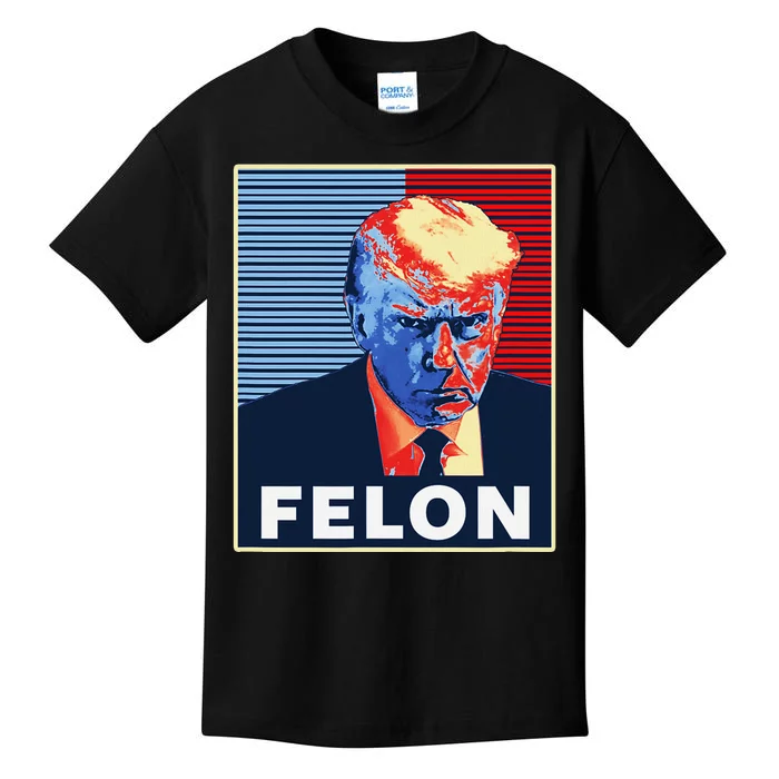 Trump Mugshot First American President Felon Kids T-Shirt