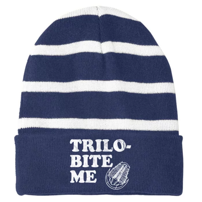 Trilobite Me Funny Paleontologist Striped Beanie with Solid Band