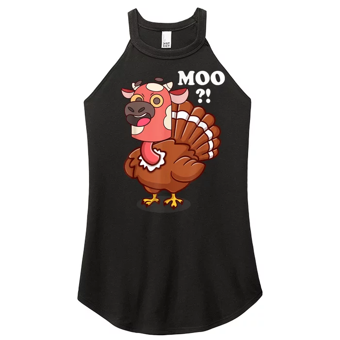 Turkey Moo Funny Thanksgiving Women’s Perfect Tri Rocker Tank