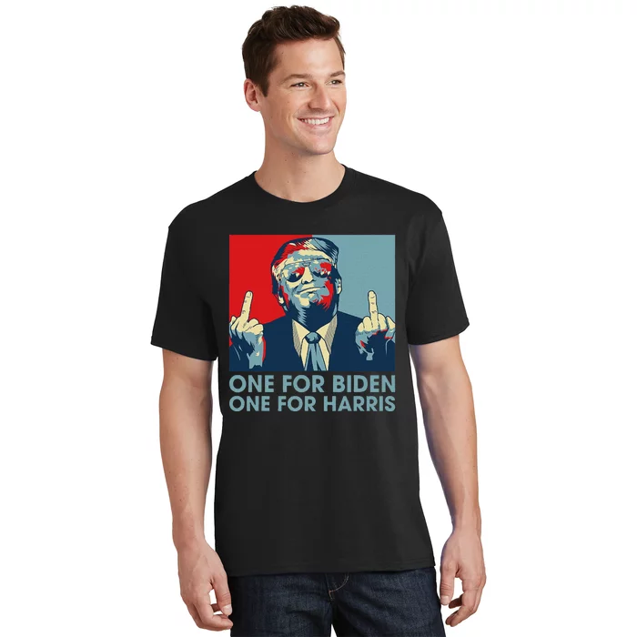 Trump Middle Finger To Biden Harris American Flag T-Shirt